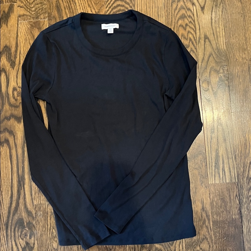 NORDSTROM Black Long Sleeve Women’s Ribbed Shirt
